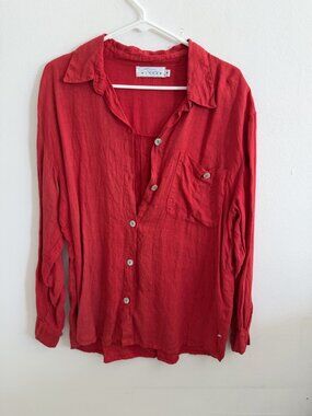 Willow Red Long Sleeve Button Front Shirt Small